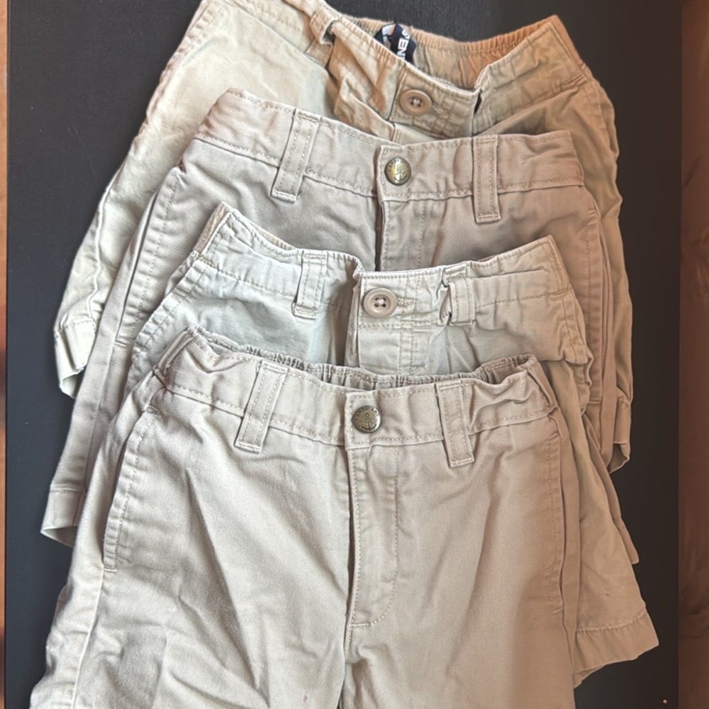 Lands' End Khaki uniform Cotton Shorts- Four pack